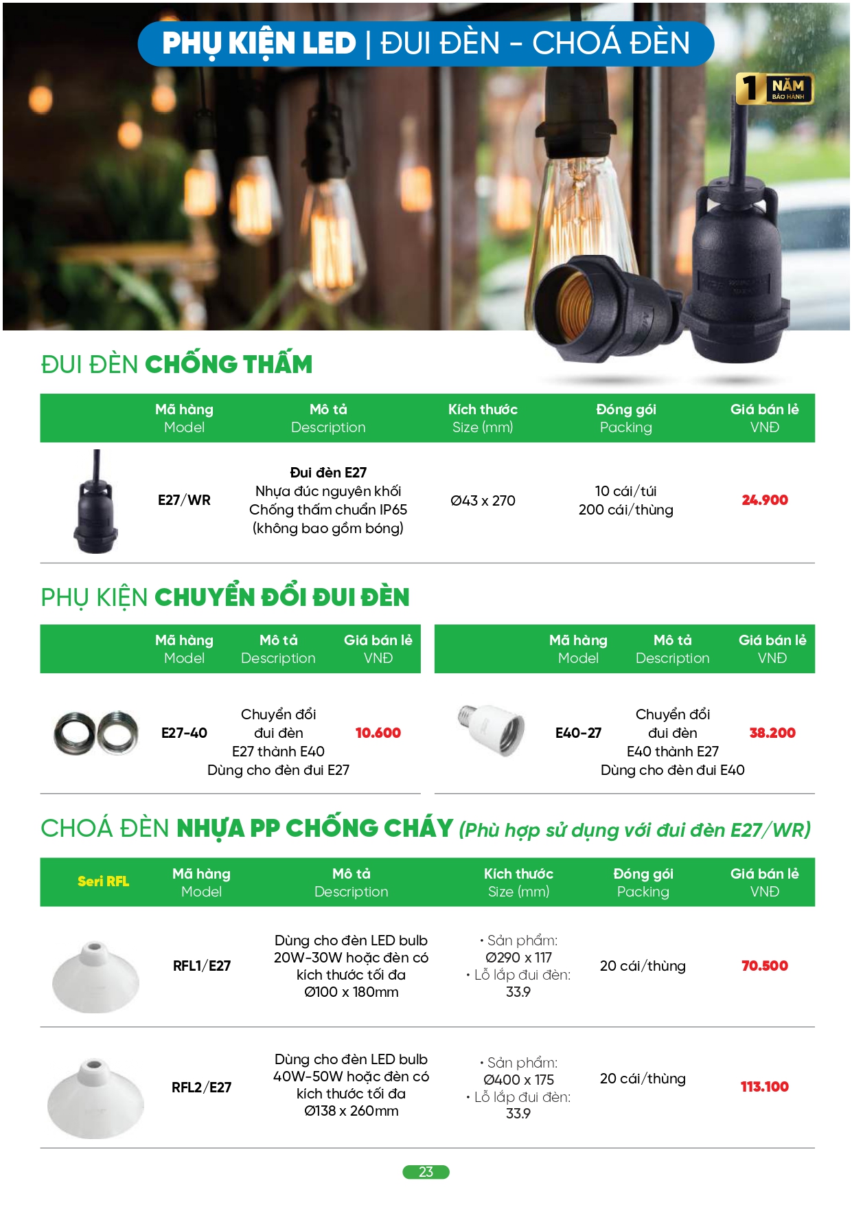 Bảng giá đèn LED MPE 2026